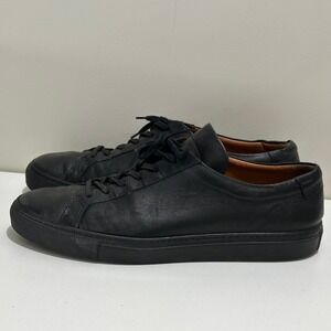GUSTIN Mens Black Leather Lace Up Low Top Sneakers Size 13